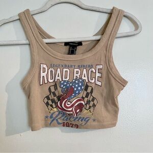 Forever 21 Beige Graphic Crop Top